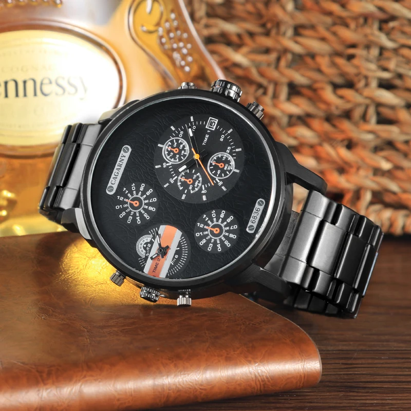 Фото Крутые черные часы с большим корпусом для мужчин люксовый бренд - купить