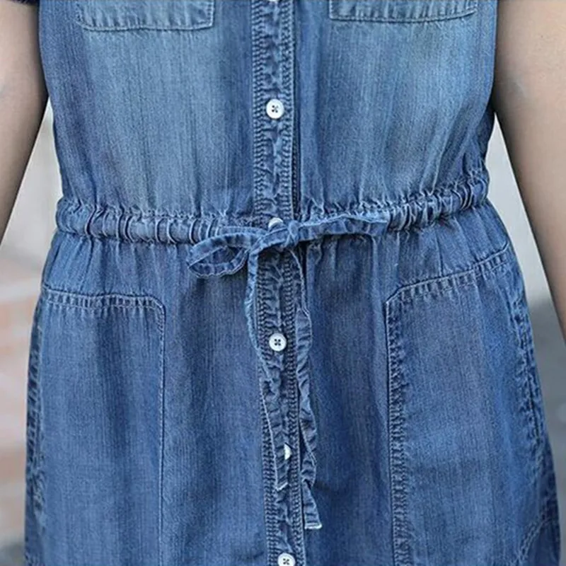 New Summer Style Women Dresses Plus Size Fashion Collect Waist Sashes Slim Solid Pockets Jeans Dress For Women Denim One-Piece
New Summer Style Women Dresses Plus Size Fashion Collect Waist Sashes Slim Solid Pockets Jeans Dress For Women Denim One-Piece