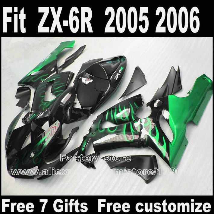 Комплект пластиковых обтекателей для Kawasaki ZX6R 2005 2006, КОМПЛЕКТЫ КУЗОВОВ 05 06, детали ниндзя 636, черные Обтекатели с зеленым пламенем S261
Комплект пластиковых обтекателей для Kawasaki ZX6R 2005 2006, КОМПЛЕКТЫ КУЗОВОВ 05 06, детали ниндзя 636, черные Обтекатели с зеленым пламенем S261