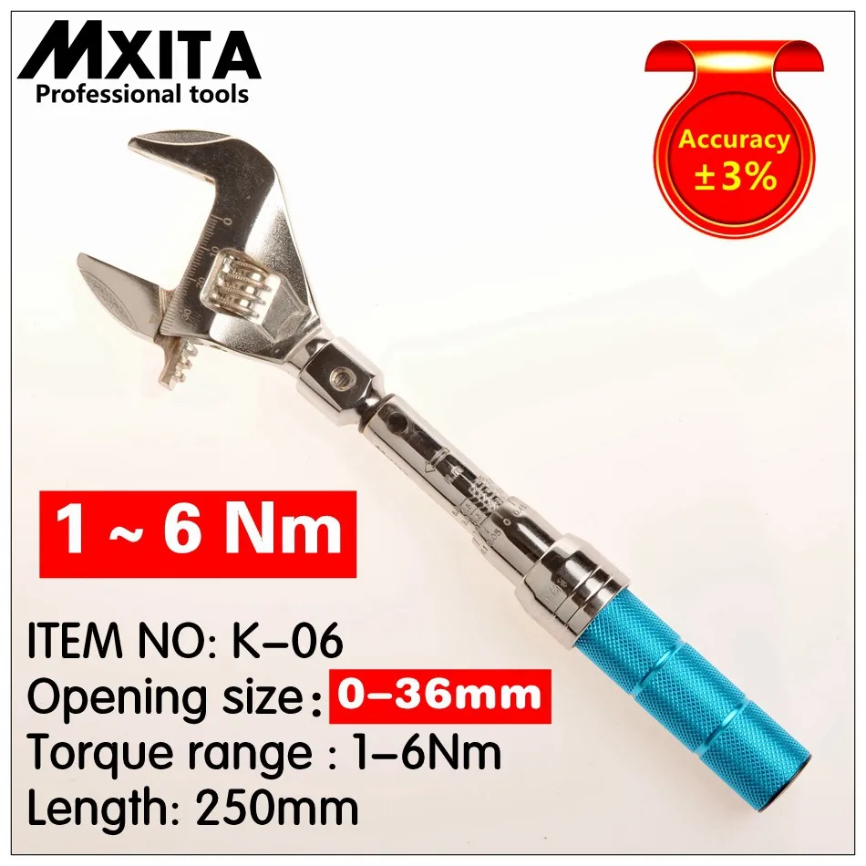 

MXITA OPEN Adjustable Torque Wrench 1-6Nm accuracy 3% wrench Insert Ended head Torque Wrench Interchangeable