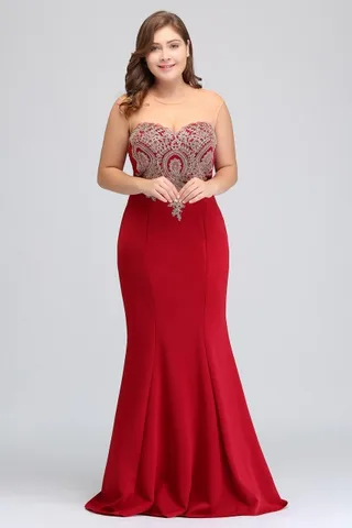 Misshow сексуальные вечерние платья 2017 плюс размеры Красное платье с золотыми аппликациями в стиле Русалки Длинные торжественные платья с цветочным принтом De Soiree