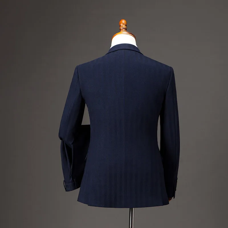 OSCN7 темно комплект из 3 предметов заказ в тонкую полоску костюм Для мужчин Шерсть