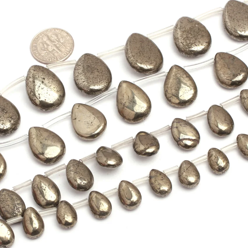 

Teardrop Irony Gray Pyrite Beads Natural Stone Bead DIY Bead For Jewelry Making Strand 15 Inches Wholesale!