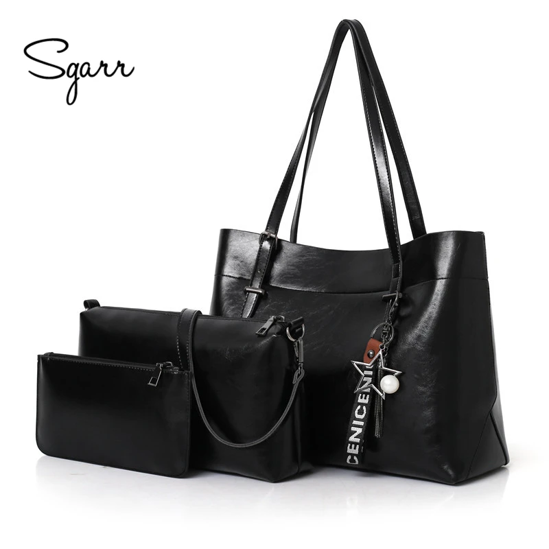 SGARR Soft Oil Wax PU Leather Women Handbags High Quality 3 Pieces Set Shoulder Bag Famous Designer Large Capacity Tote Bag
SGARR Soft Oil Wax PU Leather Women Handbags High Quality 3 Pieces Set Shoulder Bag Famous Designer Large Capacity Tote Bag