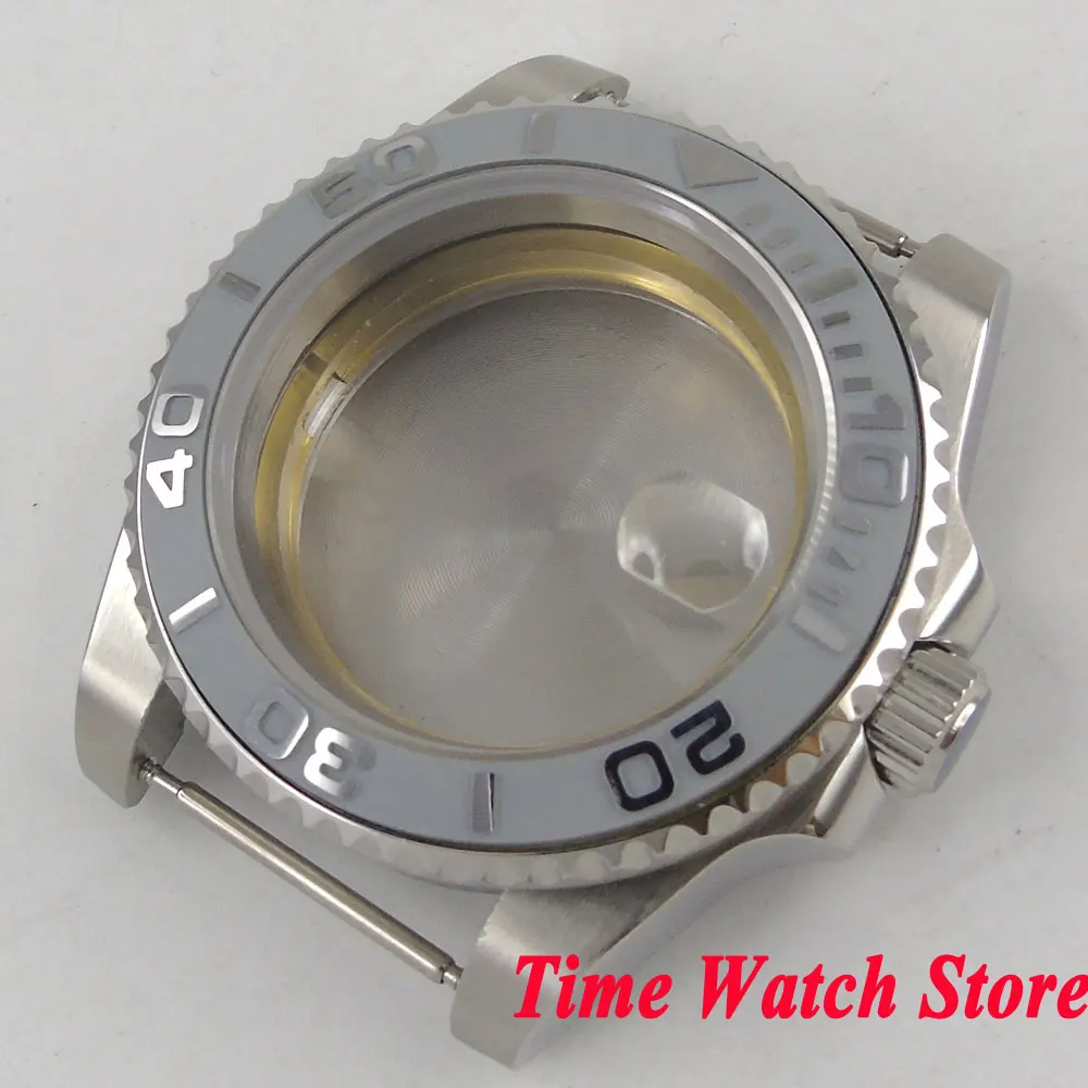 40mm Sapphire glass grey ceramic bezel 316L stainless steel Watch Case fit Miyota 8215 ETA 2836 movement
40mm Sapphire glass grey ceramic bezel 316L stainless steel Watch Case fit Miyota 8215 ETA 2836 movement