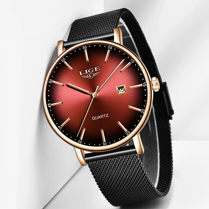 LIGE Women Watches Top Brand Luxury Ladies Mesh Belt Ultrathin Watch Creative Red Dial Watch Waterproof Quartz Clock Reloj Mujer
LIGE Women Watches Top Brand Luxury Ladies Mesh Belt Ultrathin Watch Creative Red Dial Watch Waterproof Quartz Clock Reloj Mujer