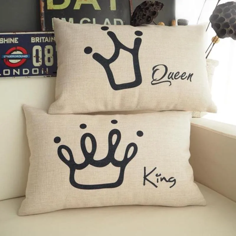 Известный бренд Король Королева Подушка Корона покрывает потертый шик Coussin
