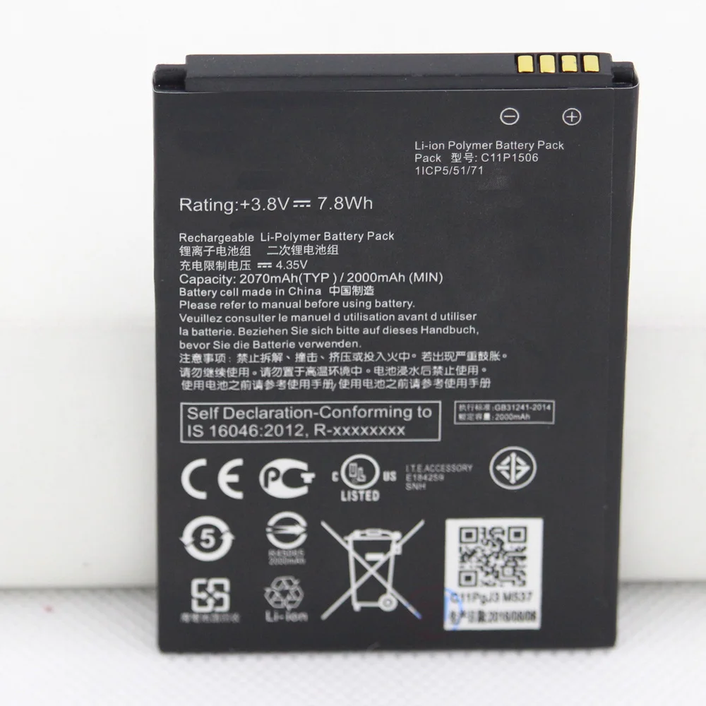 10pcs/lot C11P1506 Battery For Asus Live G500TG ZC500TG Z00VD ZenFone Go 5.5 inch Cellphone Batteries 2070mAh
10pcs/lot C11P1506 Battery For Asus Live G500TG ZC500TG Z00VD ZenFone Go 5.5 inch Cellphone Batteries 2070mAh