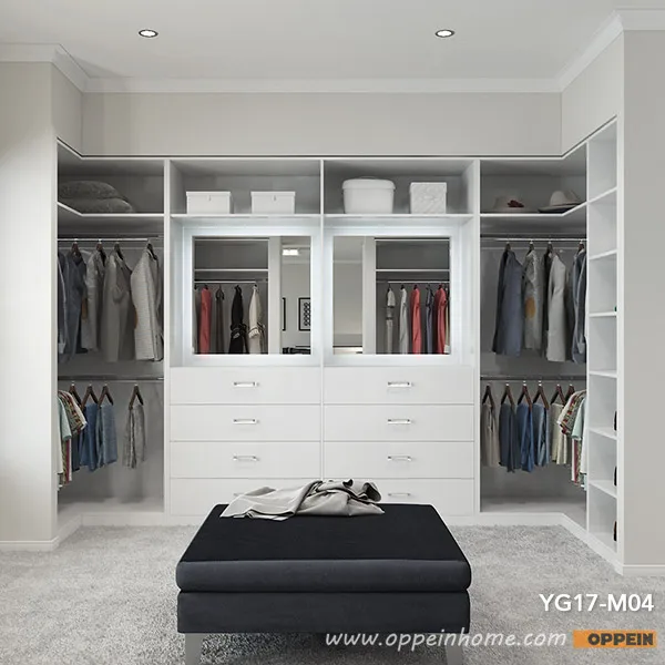 OPPEIN 2017 Современная Белая меламиновая гардеробная (YG17 M04)|melamine closets|modern closets |