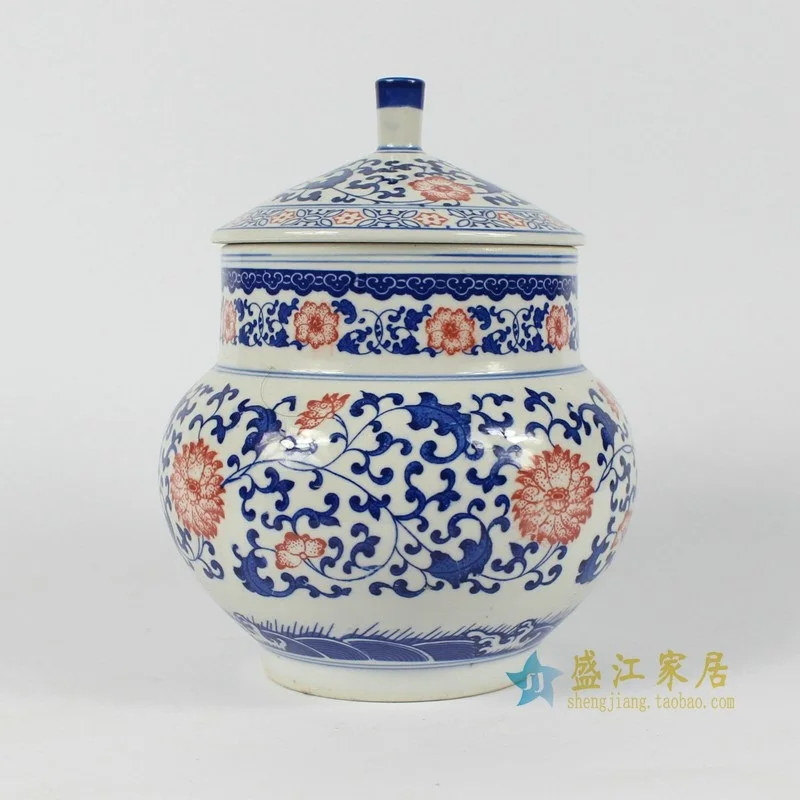 Jingdezhen ceramic pots hand-painted blue and white glaze red lotus leaf tea cans cans storage tank with multi-purpose porcelain
Jingdezhen ceramic pots hand-painted blue and white glaze red lotus leaf tea cans cans storage tank with multi-purpose porcelain