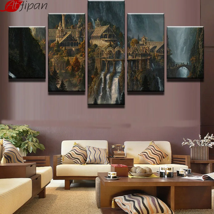 AtFipan Home Wall Art Decor Canvas Picture Frame HD Print 5 Pieces Mysterious Mountain Castle Waterfall Landscape Painting
AtFipan Home Wall Art Decor Canvas Picture Frame HD Print 5 Pieces Mysterious Mountain Castle Waterfall Landscape Painting