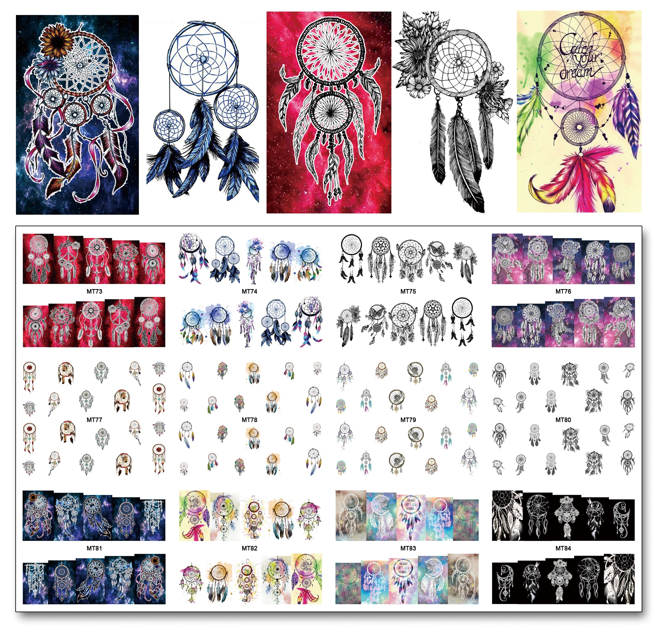 Nail 12 Sheets/Lot MT73-84 Colorful Dream Catcher Nail Art Water Decal Sticker For Nail Art Tattoo Decoration(12 DESIGNS IN 1)
Nail 12 Sheets/Lot MT73-84 Colorful Dream Catcher Nail Art Water Decal Sticker For Nail Art Tattoo Decoration(12 DESIGNS IN 1)