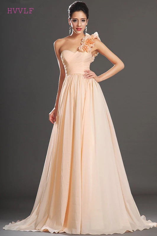Peach Cheap Bridesmaid Dresses Under 50 A-line One-shoulder Chiffon Flowers Backless Wedding Party Dresses
Peach Cheap Bridesmaid Dresses Under 50 A-line One-shoulder Chiffon Flowers Backless Wedding Party Dresses