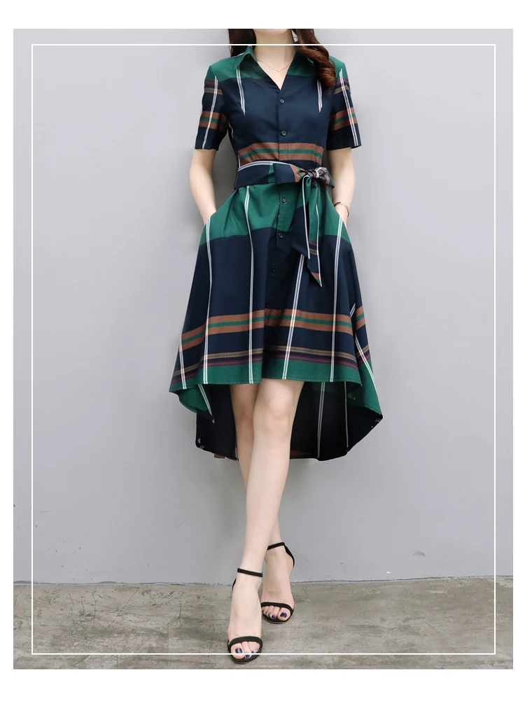 NANABUBU New Summer Dress Women Plaid Turn-down Collar Cotton Vestidos Casual Tunic Sashes Shirt Dresses Irregular Office Dress
NANABUBU New Summer Dress Women Plaid Turn-down Collar Cotton Vestidos Casual Tunic Sashes Shirt Dresses Irregular Office Dress