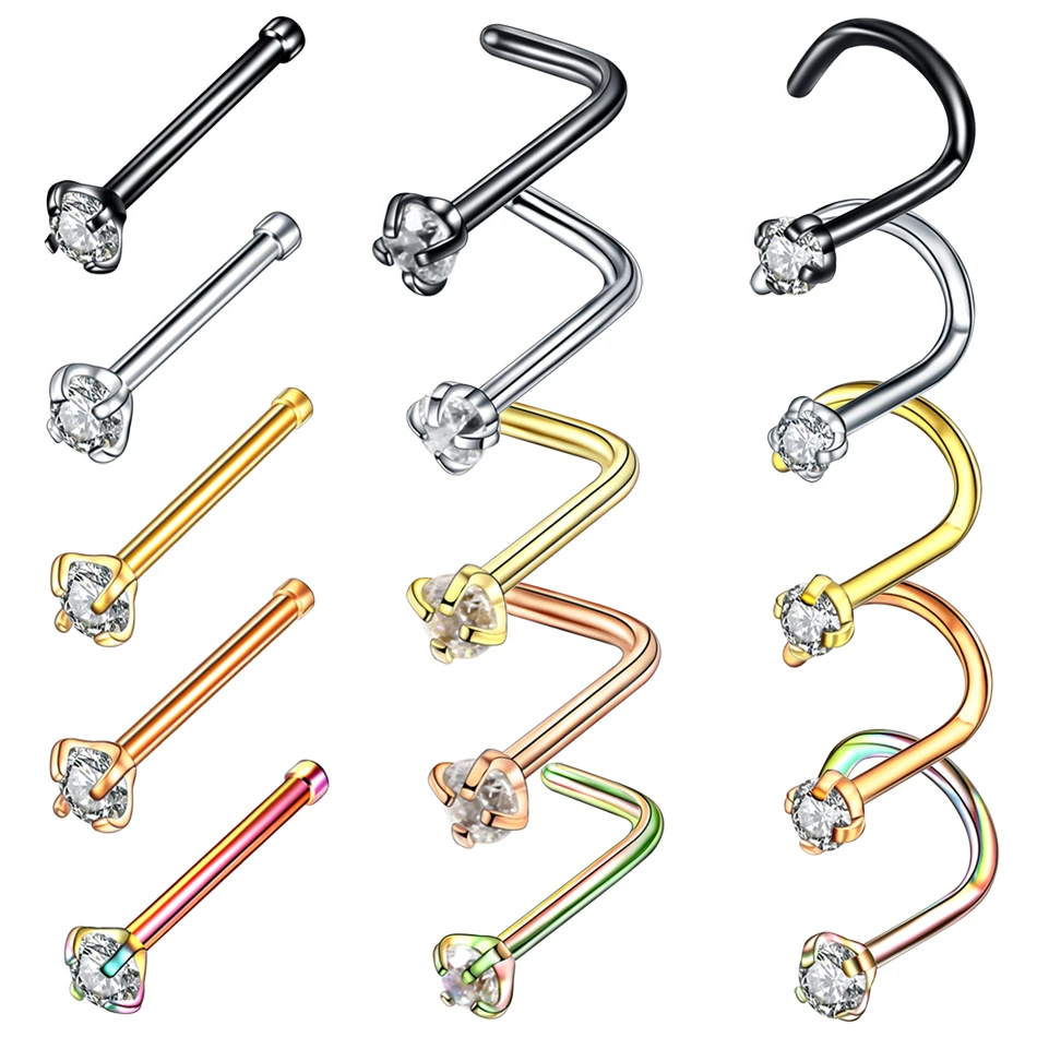 1PC Steel Crystal Gem L Shape Nose Stud Piercings Nose Bone Screw Nazir Piercing Nostril Earring Piercings Jewelry 20G
1PC Steel Crystal Gem L Shape Nose Stud Piercings Nose Bone Screw Nazir Piercing Nostril Earring Piercings Jewelry 20G