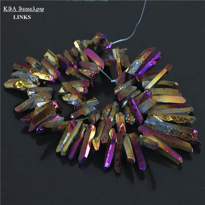 Titanium Purple Quartz Sticks Crystal Points Spikes Drilled Briolettes Beads 16 inch Strand 12 to 36 mm Good Quality Druzy
Titanium Purple Quartz Sticks Crystal Points Spikes Drilled Briolettes Beads 16 inch Strand 12 to 36 mm Good Quality Druzy