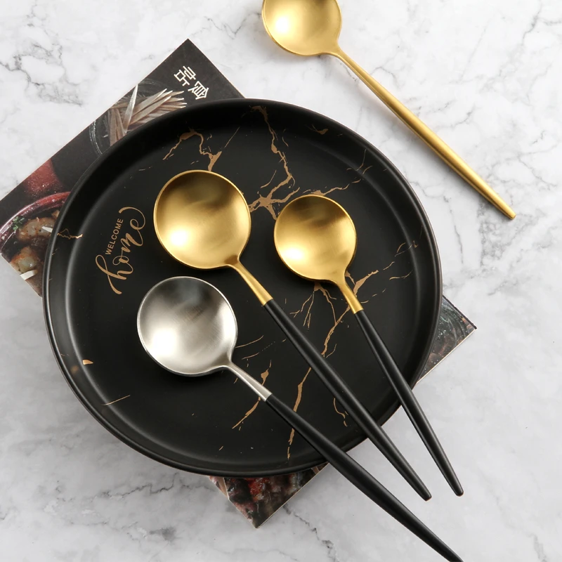 Black Gold Cutlery Set Stainless Steel Kitchen Dessert Dinner Fork Spoon Knife Dinnerware Tableware Sets Gift Drop Shipping
Black Gold Cutlery Set Stainless Steel Kitchen Dessert Dinner Fork Spoon Knife Dinnerware Tableware Sets Gift Drop Shipping