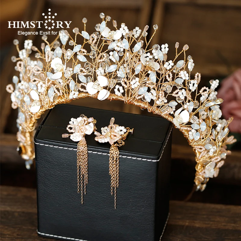 Himstory Vintage Gold Crystal Bride Tiara Crown Handmade Flower Pearl Rhinestones Hairbands For Wedding Hair Accessories Jewelry
Himstory Vintage Gold Crystal Bride Tiara Crown Handmade Flower Pearl Rhinestones Hairbands For Wedding Hair Accessories Jewelry