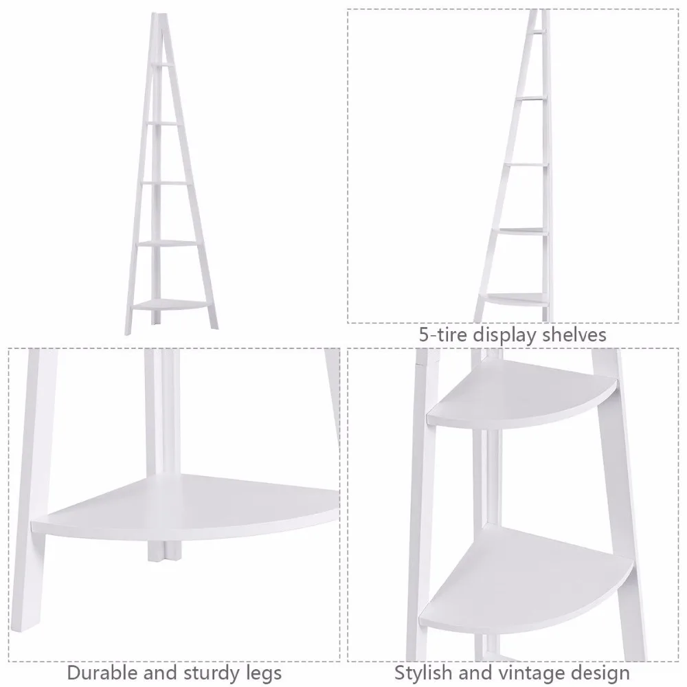 Giantex 5 Tier Corner Ladder Shelf Floor Stand Shelves Bookshelf Display Bookcase Home Furniture HW60327WH
Giantex 5 Tier Corner Ladder Shelf Floor Stand Shelves Bookshelf Display Bookcase Home Furniture HW60327WH
