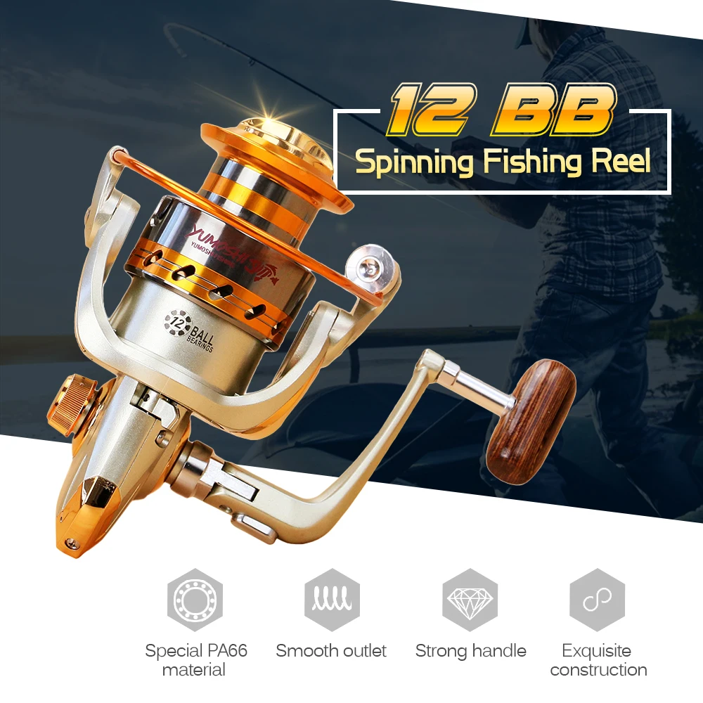 YUMOSHI 12 BB Fishing Reel Left/Right Interchangeable Handle Spinning Ultra Light Smooth Rock | Спорт и развлечения