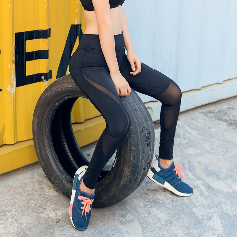 Women Running Leggings Sports Woman Tights Training Trousers Quick Drying Fabric Splicing Ladies Fitness Clothes | Спорт и