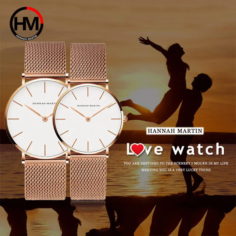 Часы Montre Pour для пар мужские и женские люксовый бренд розовое золото японский