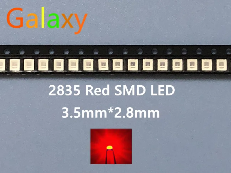 12 20LM 2835 Красный SMD LED 0 2 Вт Высокий яркий светодиод чип светодиоды 620 625NM PLCC 60Ma SMD/SMT