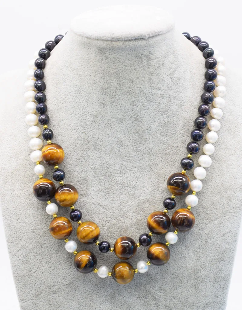 frershwater pearls white/black round and tigereye 16mm necklace 19inch gift wholesale beads nature FPPJ woman 2018
frershwater pearls white/black round and tigereye 16mm necklace 19inch gift wholesale beads nature FPPJ woman 2018