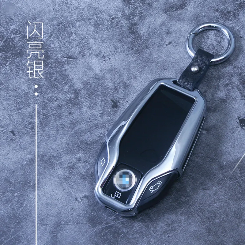 Zinc Alloy Metal Car LCD Key Case Remote Cover Chain Keychain Holder Pouch Bag For BMW 5 7 Series 2018 530Li 730i | Автомобили и