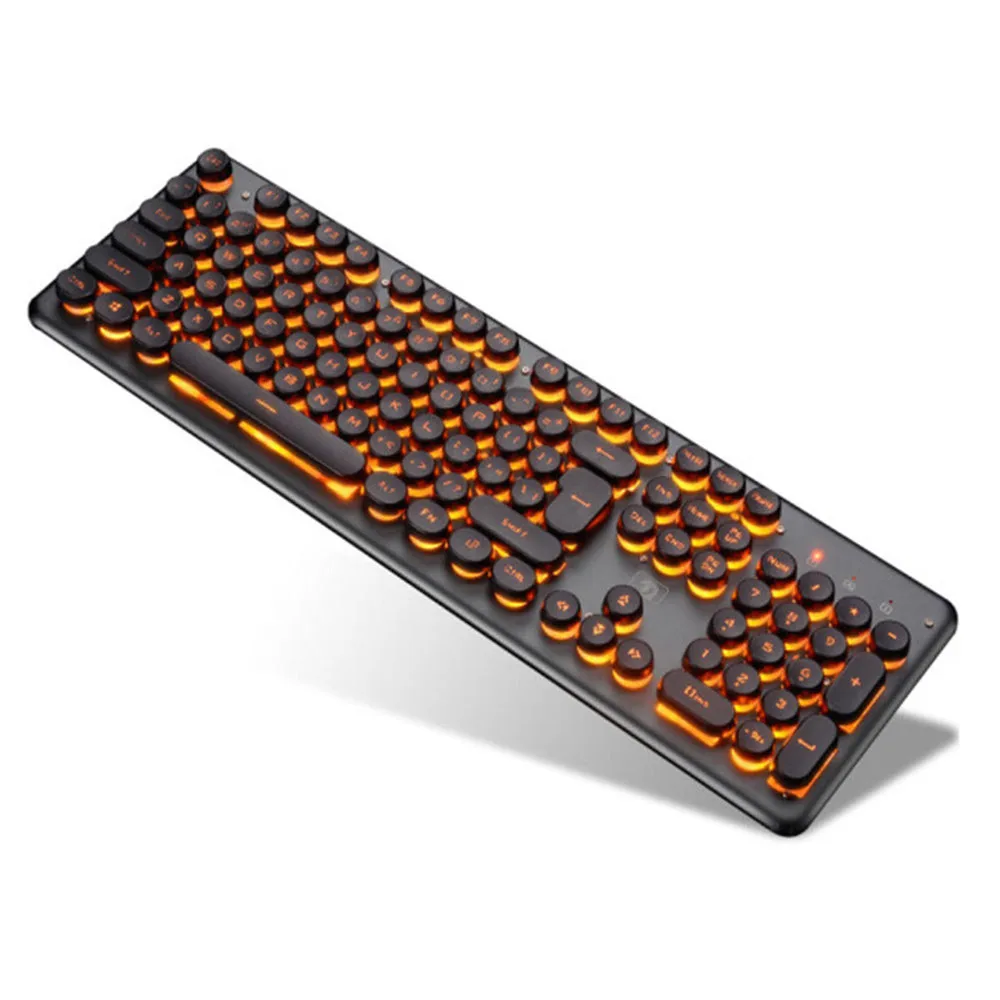 Игровая механическая клавиатура с 104 клавишами RGB подсветкой ретро круглая