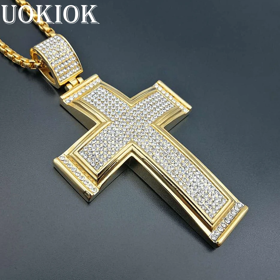 Golden Big Cross Stainless Steel Necklace Pendant With Chain For Men Iced Out Bling Rhinestones Hip Hop Christian Jewelry
Golden Big Cross Stainless Steel Necklace Pendant With Chain For Men Iced Out Bling Rhinestones Hip Hop Christian Jewelry