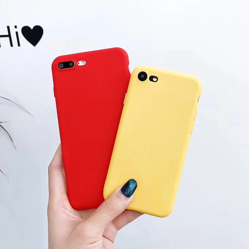 Матовый чехол для iphone 7 8 Plus X 10 однотонный Мягкий силиконовый карамельных цветов