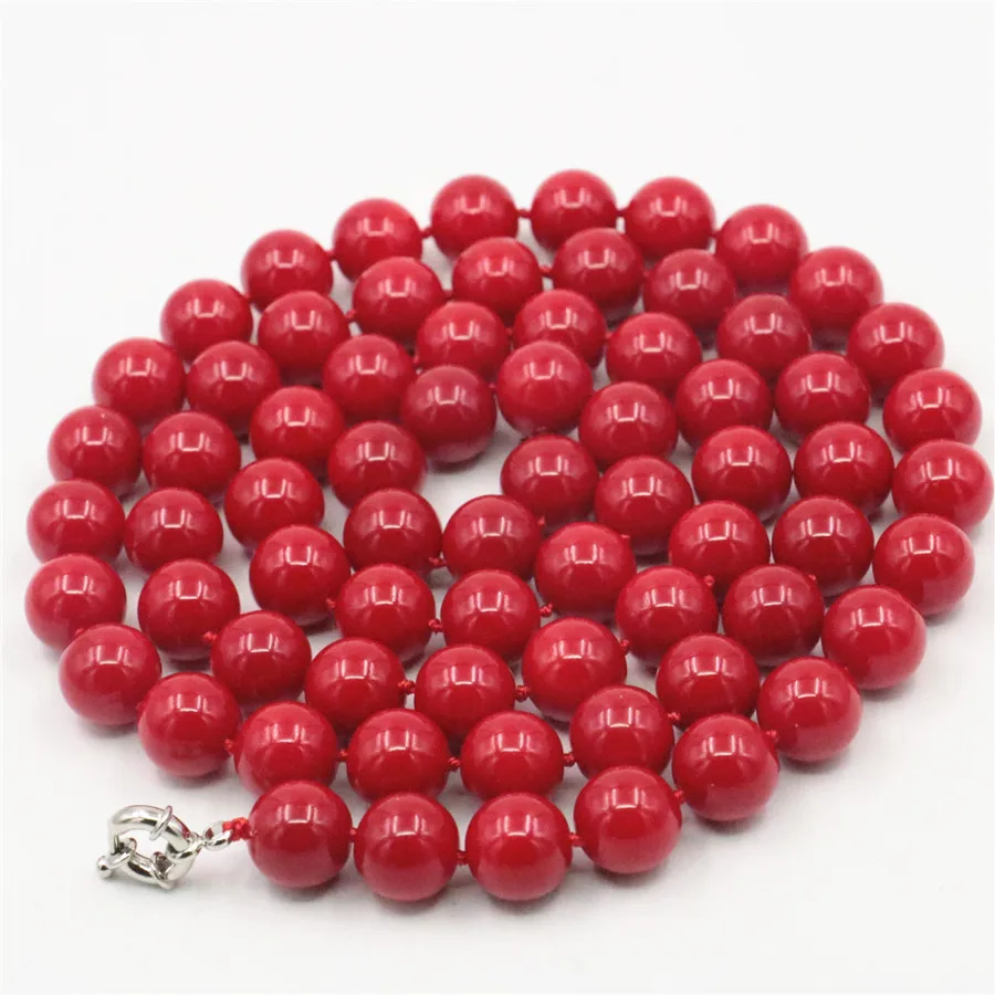 Модный аксессуар ювелирные изделия бусины 12 мм красное Коралловое ожерелье