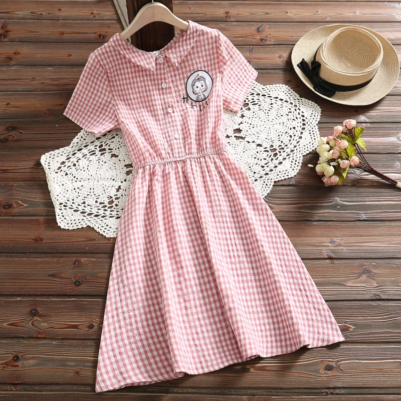 Mori girl cute causal plaid dress new summer fashion peter pan collar short sleeve sweet dress preppy vestidos
Mori girl cute causal plaid dress new summer fashion peter pan collar short sleeve sweet dress preppy vestidos