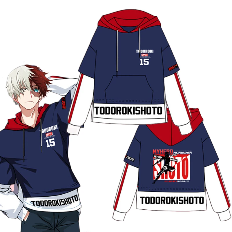 Толстовка с капюшоном и длинным рукавом рисунком My Hero Academia Todoroki Shoto|Мужские