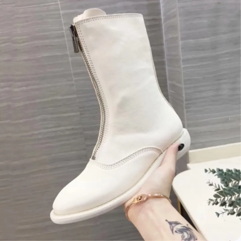 Fashion zipper front knight style women's booties round head female square Med heel Martin boots leather retro boots women shoe
Fashion zipper front knight style women's booties round head female square Med heel Martin boots leather retro boots women shoe