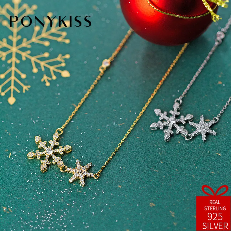 PONYKISS Romantic 100% 925 Sterling Silver Zircon Snowflake Pendant Necklace For Women Party Fashion Delicate Jewelry Fine Gift
PONYKISS Romantic 100% 925 Sterling Silver Zircon Snowflake Pendant Necklace For Women Party Fashion Delicate Jewelry Fine Gift