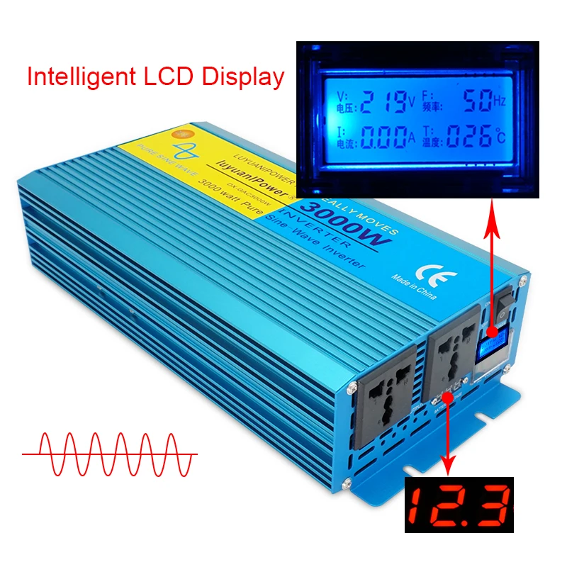 Pure sine wave inverter 3000W DC 12V/24V To AC 110V/220V off grid CAMPING BOAT Converter With LCD Display 2 AC OUT
Pure sine wave inverter 3000W DC 12V/24V To AC 110V/220V off grid CAMPING BOAT Converter With LCD Display 2 AC OUT