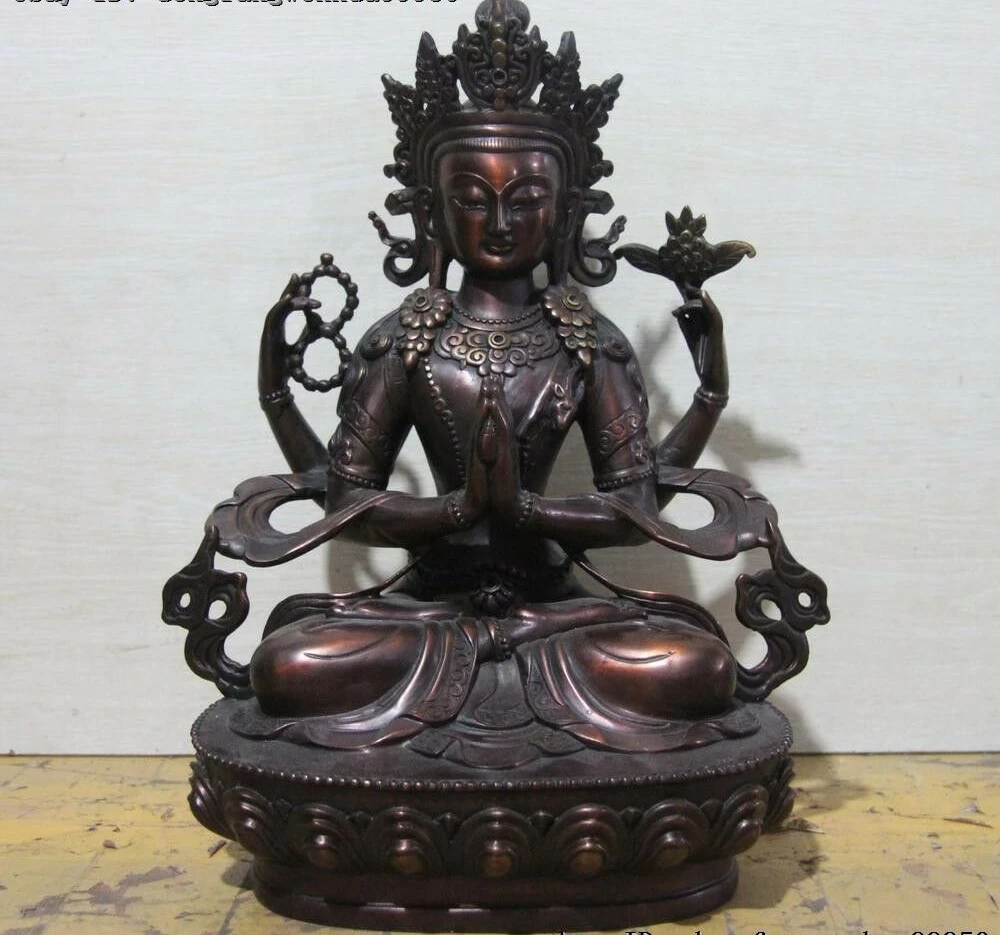 Тибетский буддизм храм из чистой меди бронза 4 руки Kwan-Yin статуя Будды богиня
Тибетский буддизм храм из чистой меди бронза 4 руки Kwan-Yin статуя Будды богиня