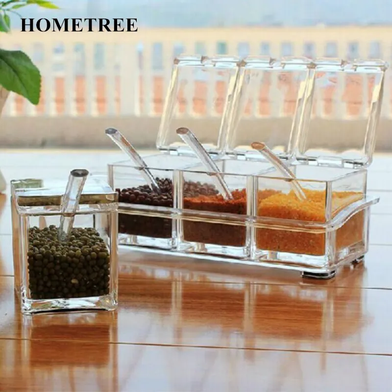 HOMETREE 4 Grid Kitchen Supplies Transparent Plastic Seasoning Boxes Boxes Four in One With Spoon Set Herb & Spice Tools H528
HOMETREE 4 Grid Kitchen Supplies Transparent Plastic Seasoning Boxes Boxes Four in One With Spoon Set Herb & Spice Tools H528