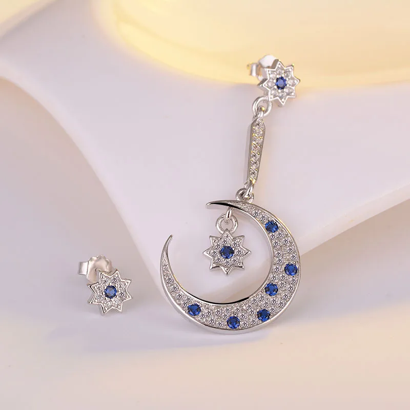 925 Sterling Silver Fashion Star and Moon Design Shiny Zircon Stud Earrings for Women Wholesale Jewelry Christmas Gift Hot Sale
925 Sterling Silver Fashion Star and Moon Design Shiny Zircon Stud Earrings for Women Wholesale Jewelry Christmas Gift Hot Sale
