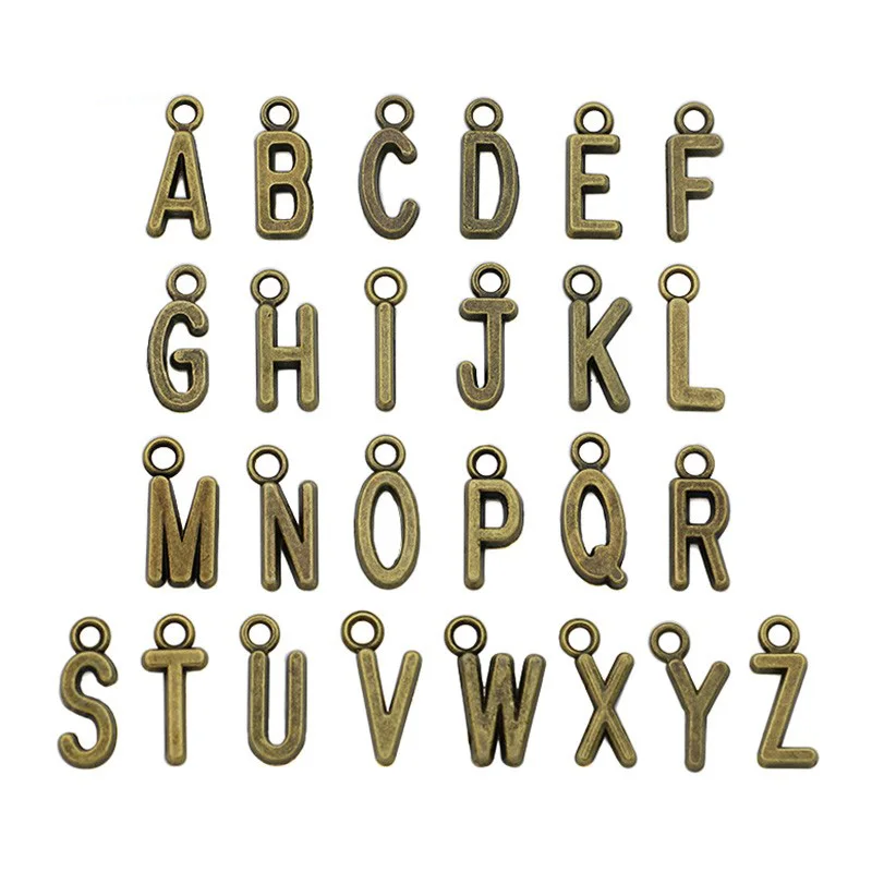 52pcs/lot Antique Bronze Plated Zinc Alloy A-Z Alphabet Charms Pendants for Jewelry Making Bracelet DIY Handmade Craft 15x9mm
52pcs/lot Antique Bronze Plated Zinc Alloy A-Z Alphabet Charms Pendants for Jewelry Making Bracelet DIY Handmade Craft 15x9mm