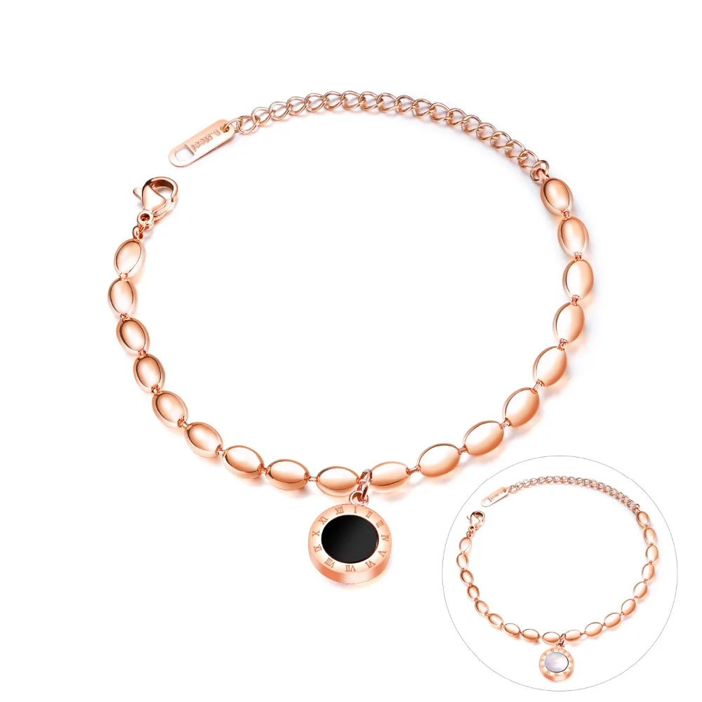 Fashionable titanium steel Rome digital Rose Gold Bracelet Black and white lady's Bracelet ladies necklace necklace choker
Fashionable titanium steel Rome digital Rose Gold Bracelet Black and white lady's Bracelet ladies necklace necklace choker