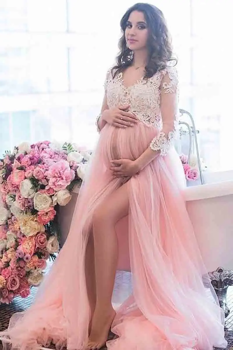 Smileven Pink Wedding Dress for Pregnant woman Bride Dress 3/4 Long Sleeves Floor Length Elegant Wedding Bridal Gowns 2019
Smileven Pink Wedding Dress for Pregnant woman Bride Dress 3/4 Long Sleeves Floor Length Elegant Wedding Bridal Gowns 2019