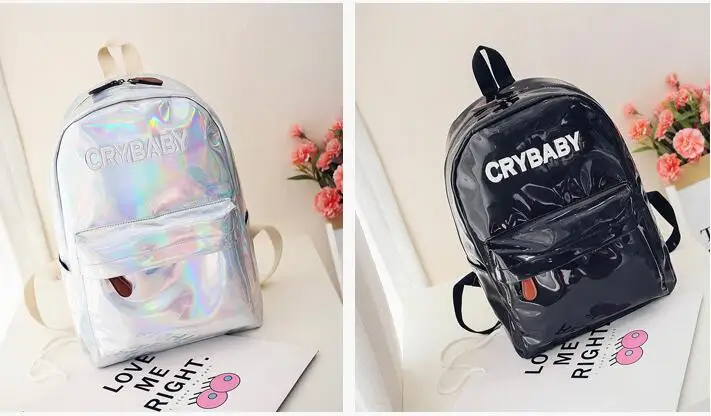 Рюкзак женский в стиле Харадзюку с вышитой надписью «Crybaby», из мягкой искусственной кожи с лазерной голограммой, школьные ранцы для девочек
Рюкзак женский в стиле Харадзюку с вышитой надписью «Crybaby», из мягкой искусственной кожи с лазерной голограммой, школьные ранцы для девочек