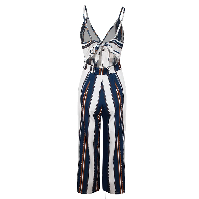 Multi Color Striped Print Jumpsuit Nice Vogue Deep V Neck Long Warp Overalls Beach Wide Leg Jumpsuit Women Overalls Combine
Multi Color Striped Print Jumpsuit Nice Vogue Deep V Neck Long Warp Overalls Beach Wide Leg Jumpsuit Women Overalls Combine