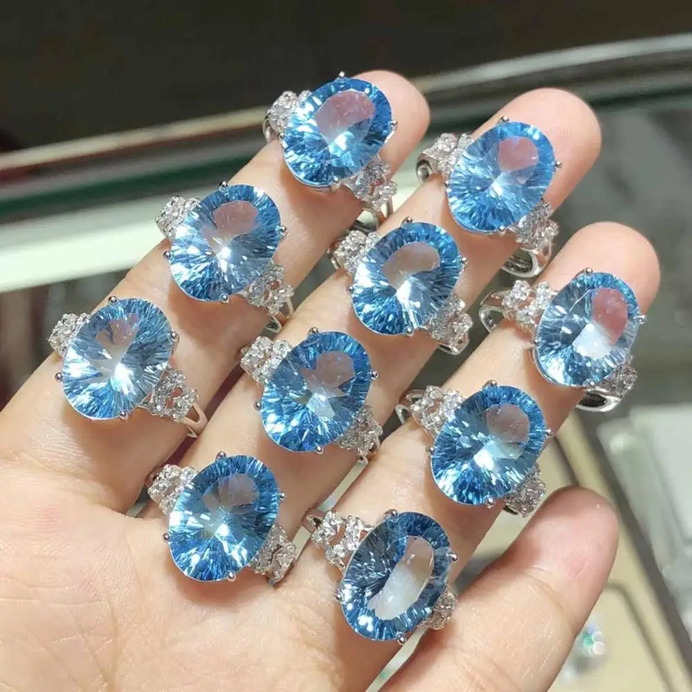 New Style 925 Sterling Silver BB Blue Topaz Stone Ring Natural Stone Ring Women's Engagement Wedding Ring
New Style 925 Sterling Silver BB Blue Topaz Stone Ring Natural Stone Ring Women's Engagement Wedding Ring