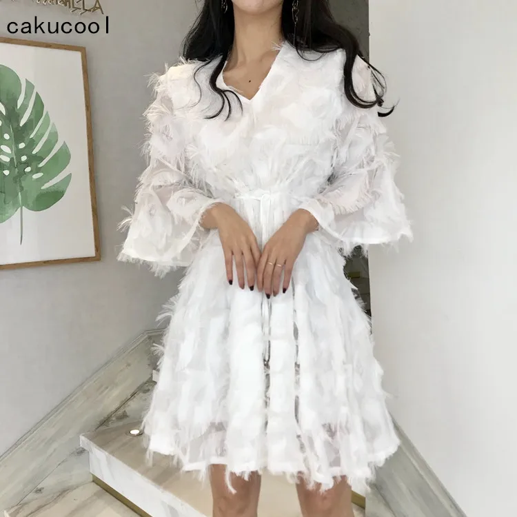 Платье с кисточками Cakucool длинное платье трапеция длинным рукавом и треугольным