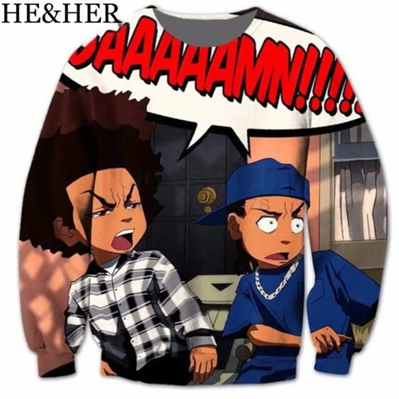 Hoodie for men/women New Fashion funny cartoon Sweatshirt the Boondocks 3D Printed Long Sleeves Harajuku style streetwear tops 
Hoodie for men/women New Fashion funny cartoon Sweatshirt the Boondocks 3D Printed Long Sleeves Harajuku style streetwear tops