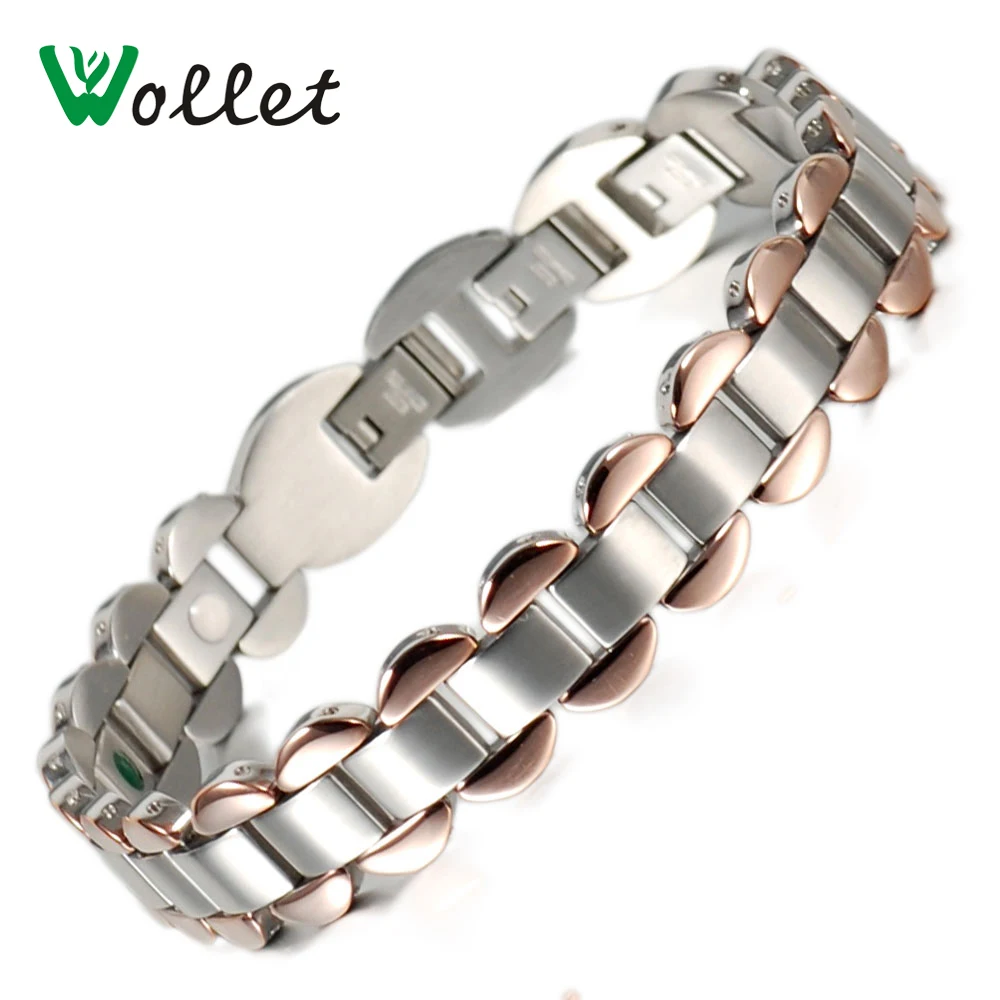Wollet Men's 13MM Rose Gold Color Health Germanium Tourmaline Bracelet Stainless Steel Energy Bracelets Bangles For Women
Wollet Men's 13MM Rose Gold Color Health Germanium Tourmaline Bracelet Stainless Steel Energy Bracelets Bangles For Women